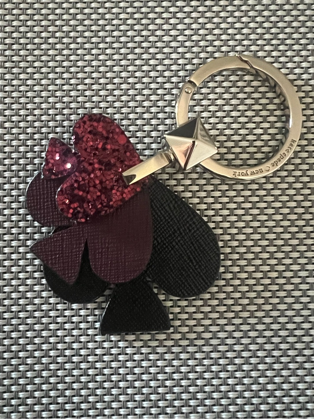Kate Spade Glitter Heart Clover Keychain